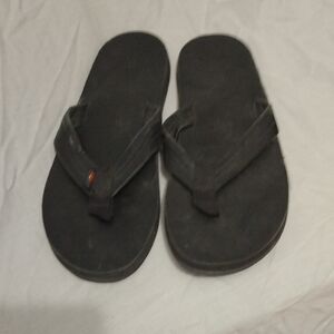 Men's Black Leather Rainbow Thongs Sz XL 11 / 12